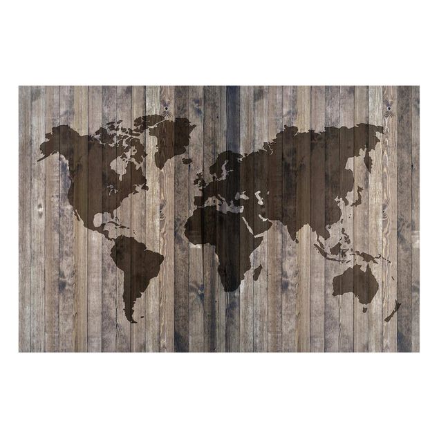 Magnettavler verdenskort Wood World Map