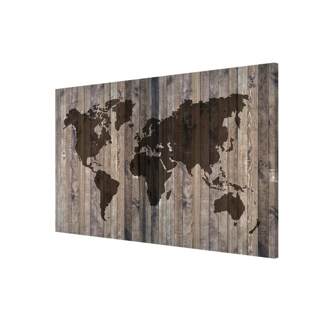 Magnettavler trælook Wood World Map