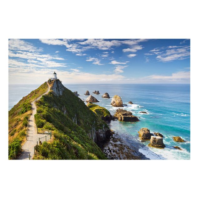 Billeder bjerge Nugget Point Lighthouse And Sea New Zealand