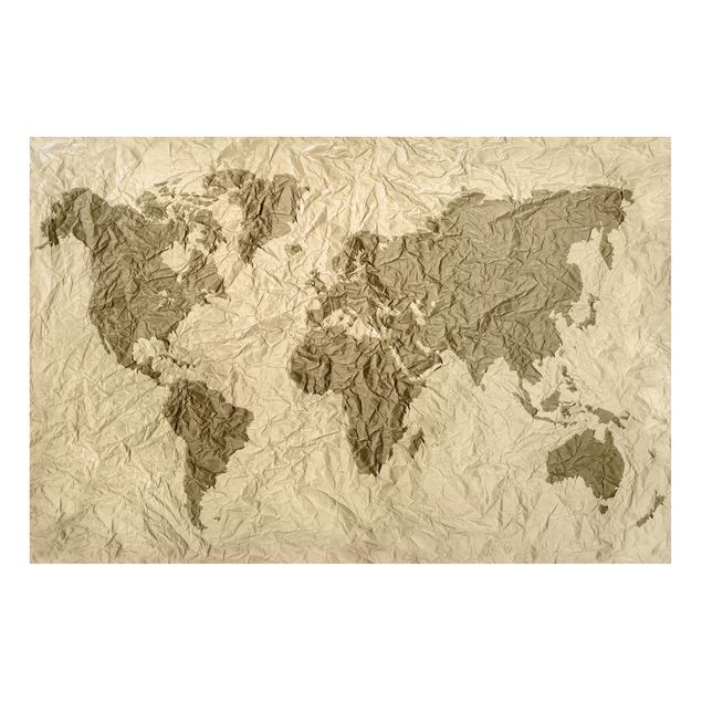 Magnettavler verdenskort Paper World Map Beige Brown