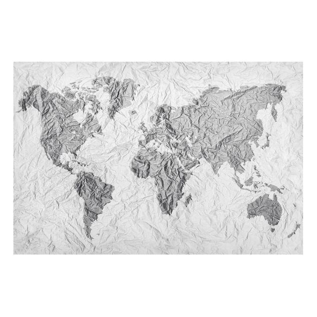 Magnettavler verdenskort Paper World Map White Grey