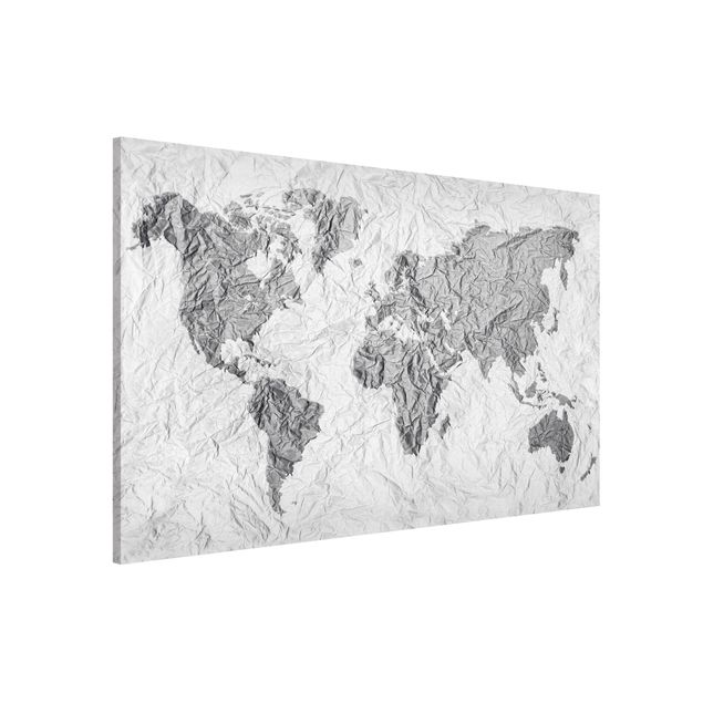 køkken dekorationer Paper World Map White Grey