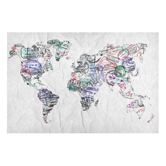 Magnettavler verdenskort Passport Stamp World Map
