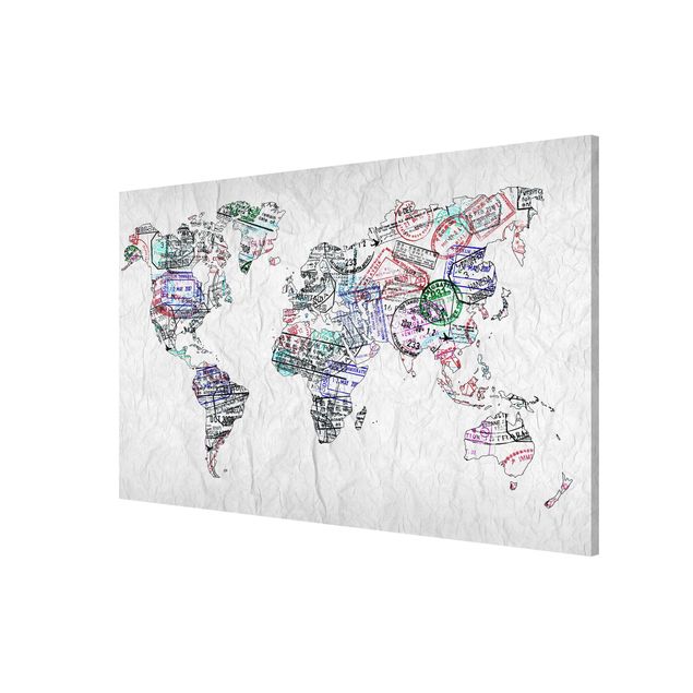 Magnettavler ordsprog Passport Stamp World Map