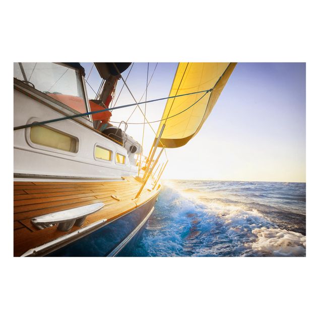 Billeder landskaber Sailboat On Blue Ocean In Sunshine