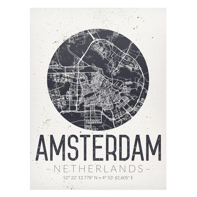 Magnettavler verdenskort Amsterdam City Map - Retro