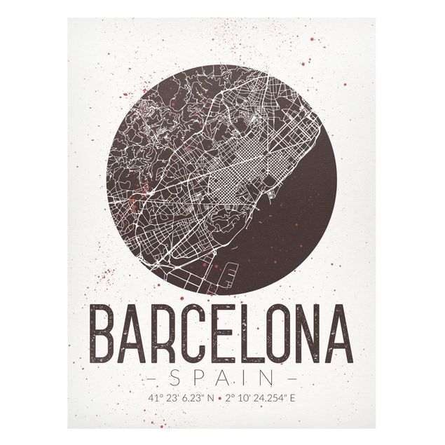 Magnettavler verdenskort Barcelona City Map - Retro