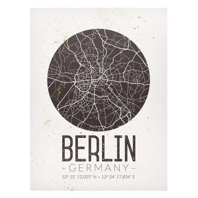 Magnettavler verdenskort City Map Berlin - Retro