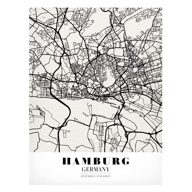 Magnettavler verdenskort Hamburg City Map - Classic