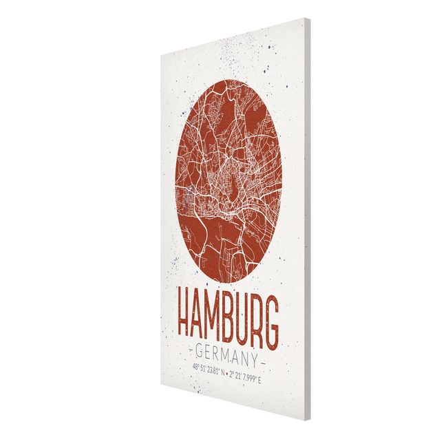 Magnettavler ordsprog Hamburg City Map - Retro