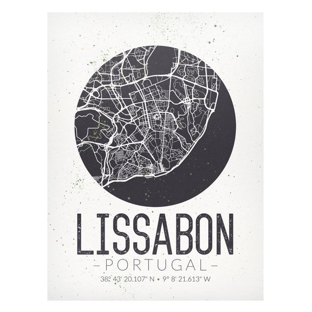 Magnettavler verdenskort Lisbon City Map - Retro