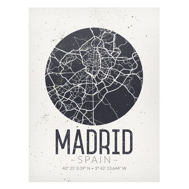 Magnettavler verdenskort Madrid City Map - Retro