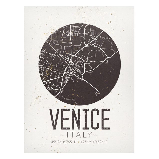 Magnettavler verdenskort Venice City Map - Retro