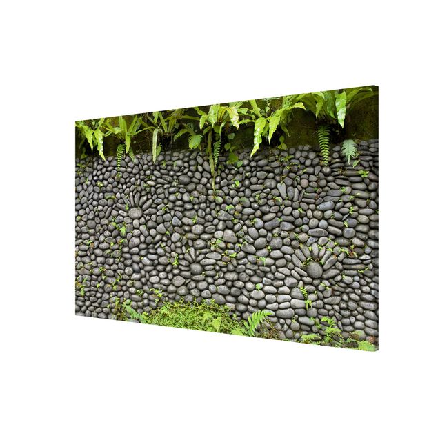 Magnettavler stenlook Stone Wall With Plants