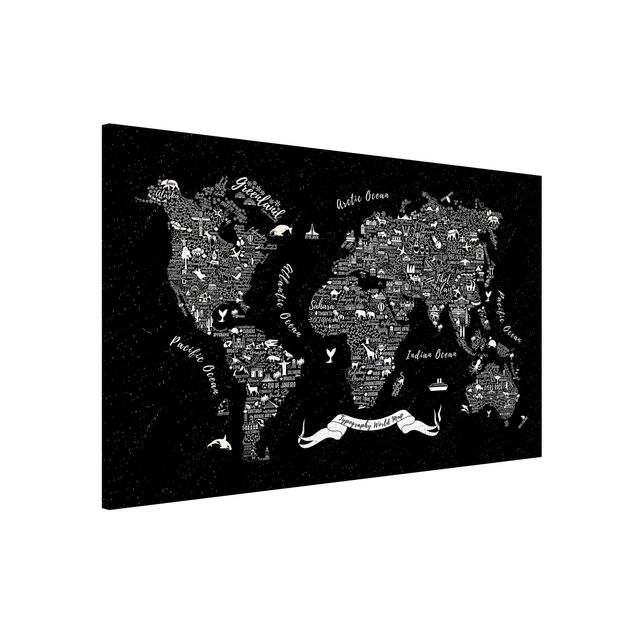 Børneværelse deco Typography World Map Black