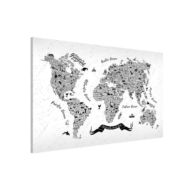 Børneværelse deco Typography World Map White