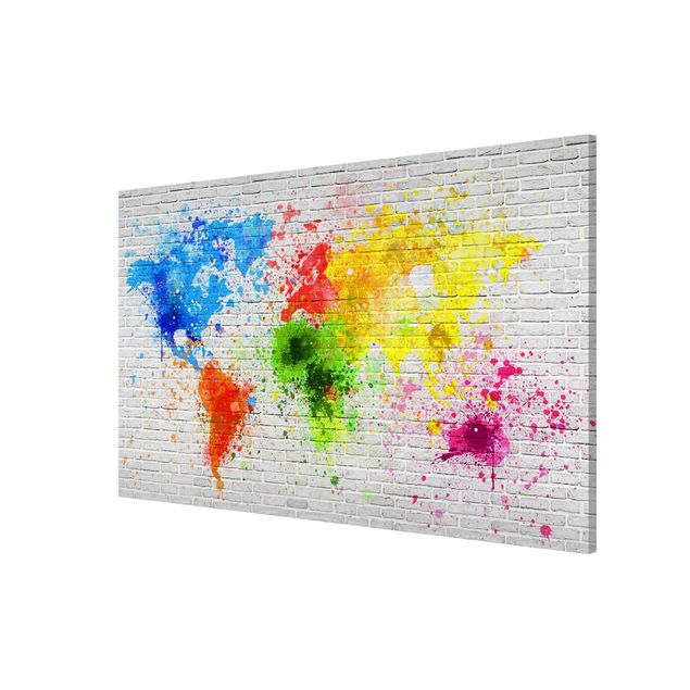 Magnettavler verdenskort White Brick Wall World Map