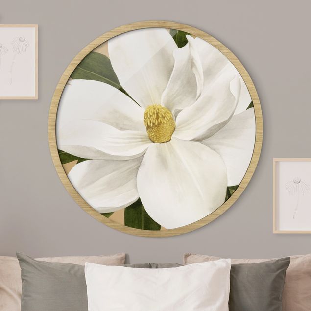 Indrammede plakater blomster Magnolia On Gold II