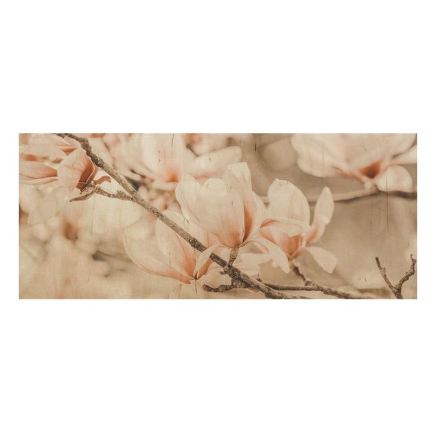 Prints på træ landskaber Magnolia Twig Vintage Style