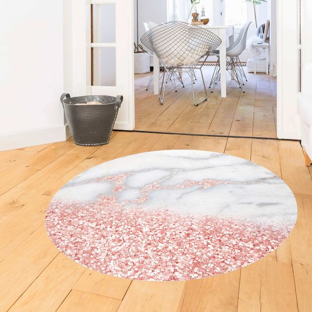 moderne gulvtæppe Marble Optics With Light Pink Confetti