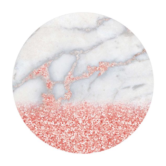gråt gulvtæppe Marble Optics With Light Pink Confetti