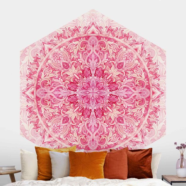 Ornamenter tapet Mandala Watercolour Ornament Pattern Pink