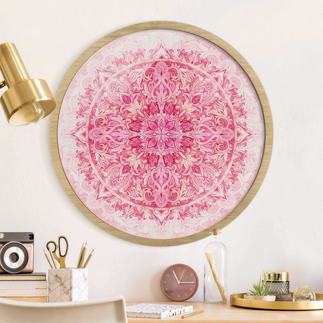 Rund billeder Mandala Watercolour Ornament Pattern Pink