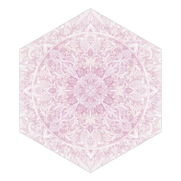 Tapet Mandala Watercolour Ornament Pink
