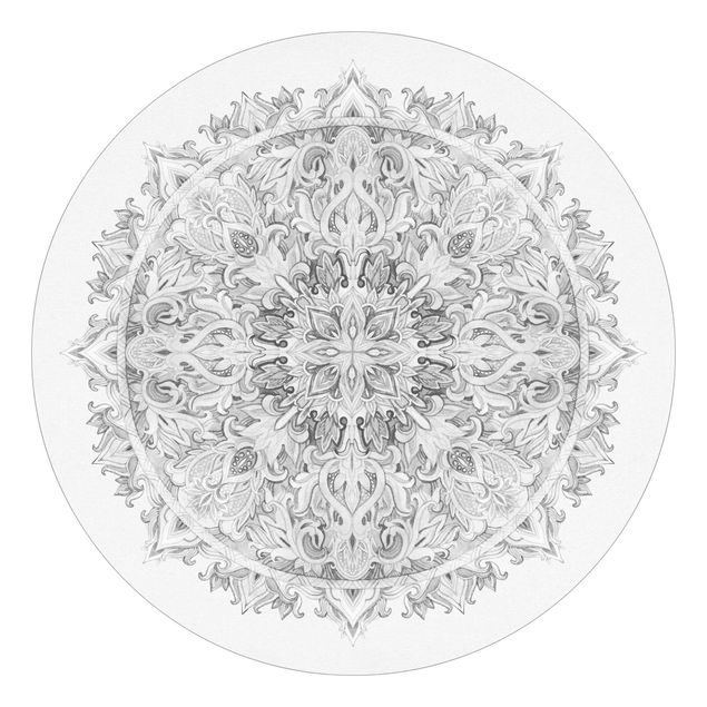Moderne tapet Mandala Watercolour Ornament Black And White