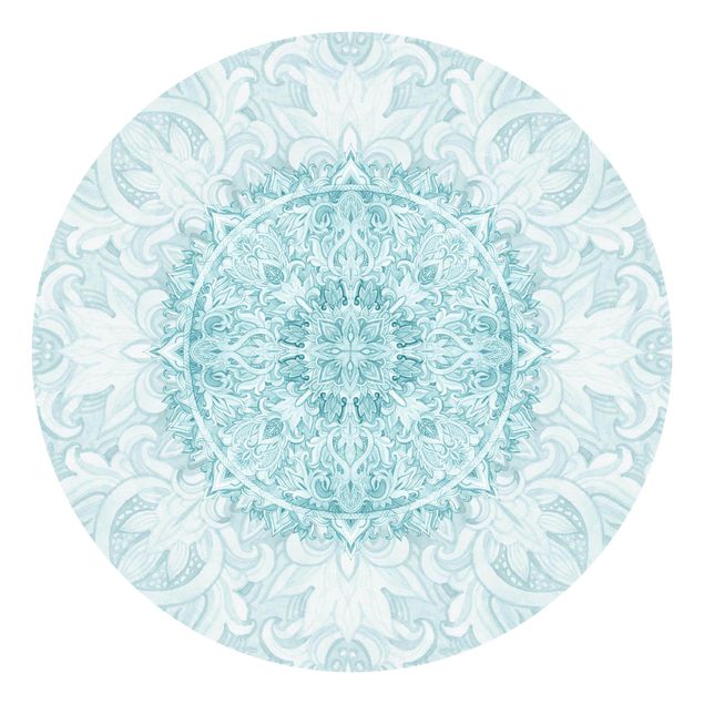 Moderne tapet Mandala Watercolour Ornament Turquoise