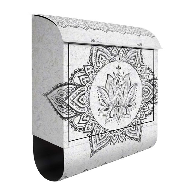 Postkasser grå Mandala Lotus Concrete Look