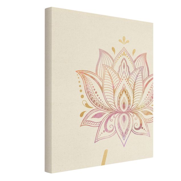Billeder på lærred Mandala Namaste Lotus Set Gold Light Pink