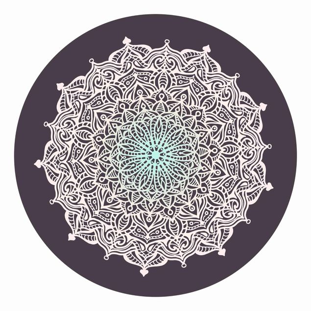 Tapet med mønster Mandala Ornament In Rose And Blue