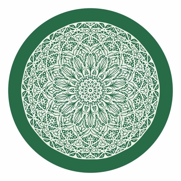 Fototapet spirituelt Mandala Ornament Green Backdrop