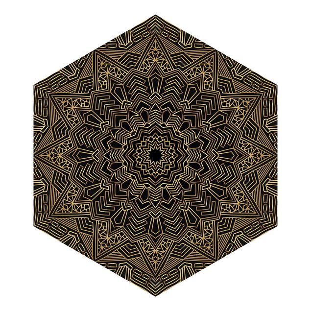 Tapet Mandala Star Pattern Gold Black