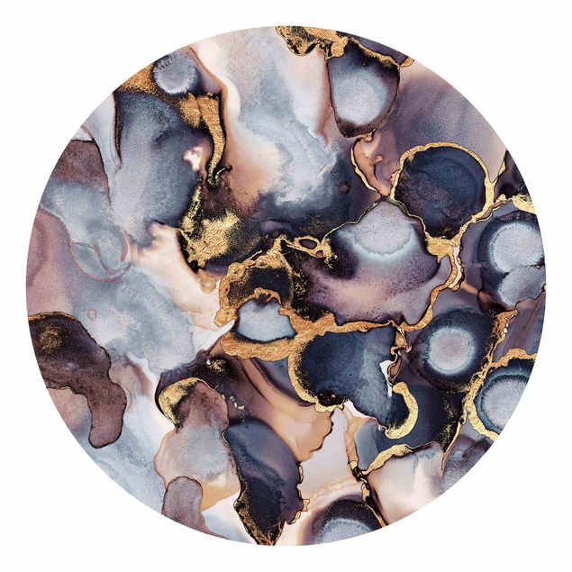 Tapet med mønster Marble Watercolour With Gold