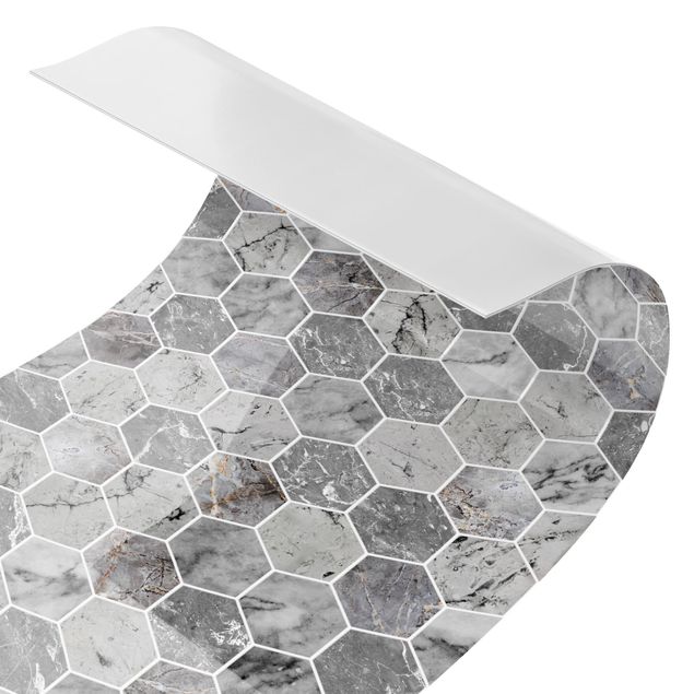 Stænkplade køkken Marble Hexagon Tiles - Grey