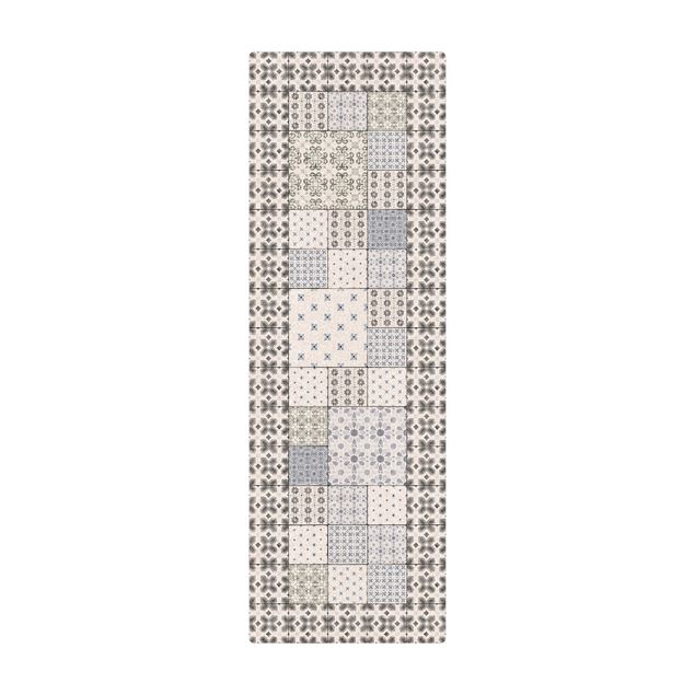 gulvtæppe under spisebord Moroccan Tiles Combination Rabat With Tile Frame
