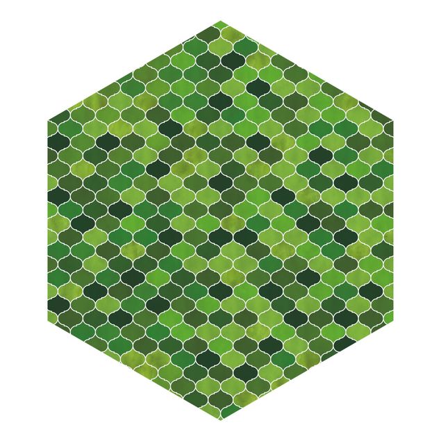 Grøn tapet Moroccan Watercolour Pattern Green