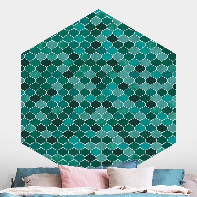 Geometrisk tapet Moroccan Watercolour Pattern