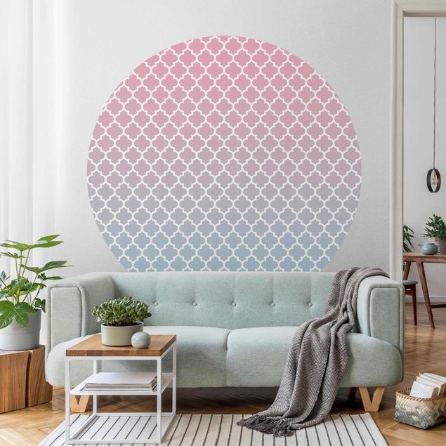 Ornamenter tapet Moroccan Pattern With Gradient In Pink Blue