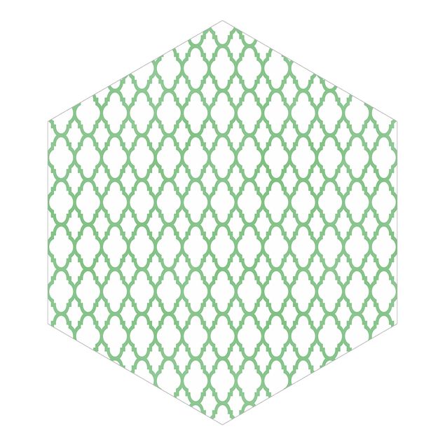 Tapet grøn Moroccan Honeycomb Line Pattern