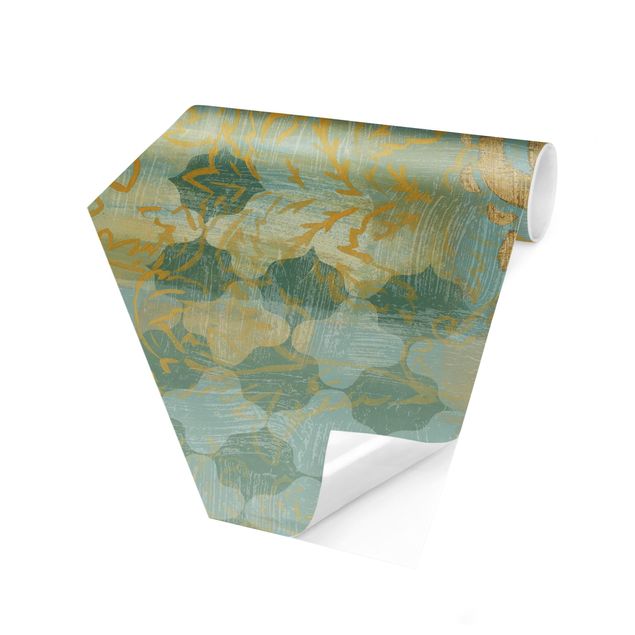 Moderne tapet Moroccan Collage In Gold And Turquoise II