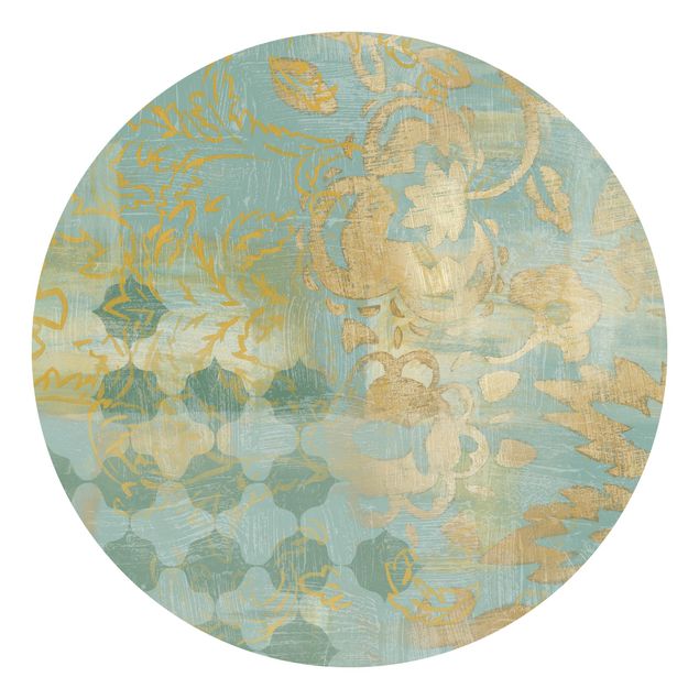 Tapet moderne Moroccan Collage In Gold And Turquoise II