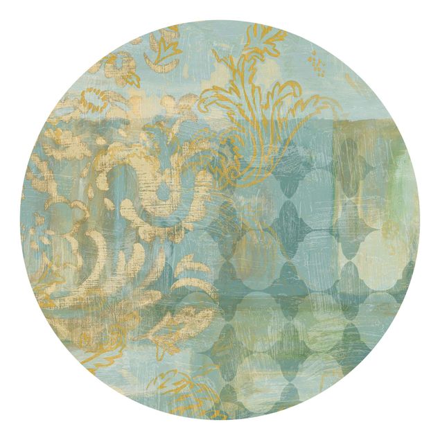 Tapet moderne Moroccan Collage In Gold And Turquoise