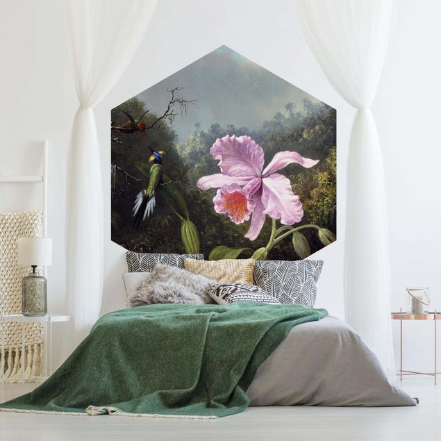 Kunst stilarter Martin Johnson Heade - Still Life With An Orchid And A Pair Of Hummingbirds