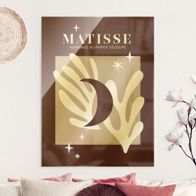 Glasbilleder abstrakt Matisse Interpretation - Moon And Stars Red