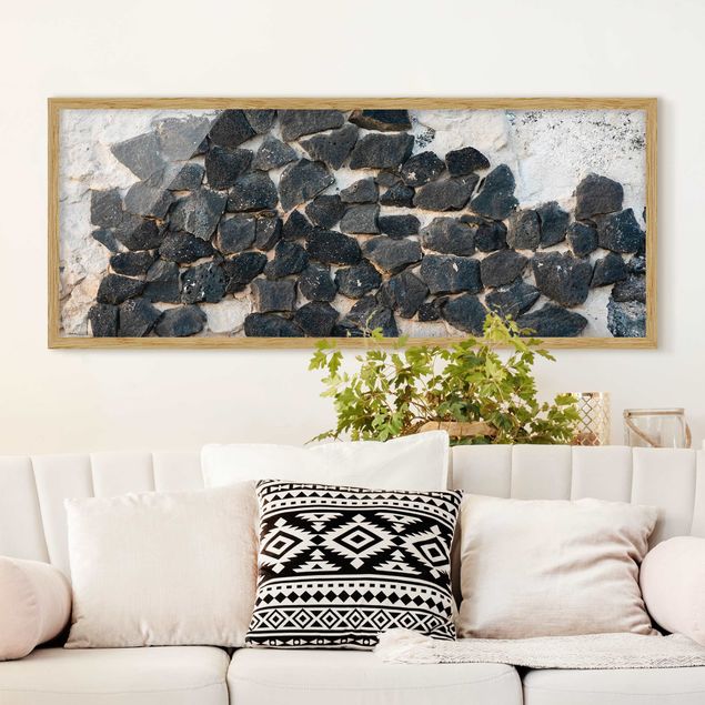 Billeder kunsttryk Wall With Black Stones
