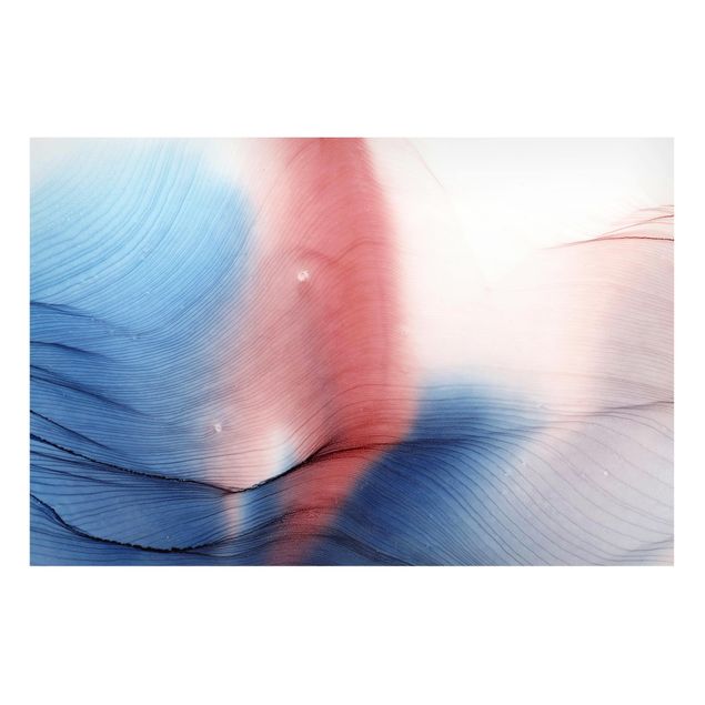 Billeder abstrakt Mottled Colour Dance In Blue With Red