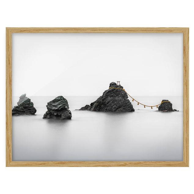 Indrammede plakater sort og hvid Meoto Iwa -  The Married Couple Rocks